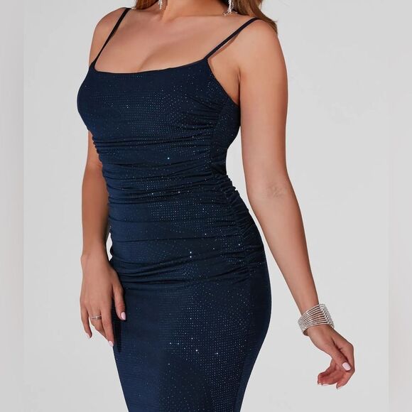 Windsor Navy Blue Tatum Formal Glitter Mermaid Dress - Picture 3 of 9